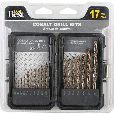 ALL-SOURCE 17-Piece Cobalt Drill Bit Set, 1/16 In. thru 3/8 In. 492281DB